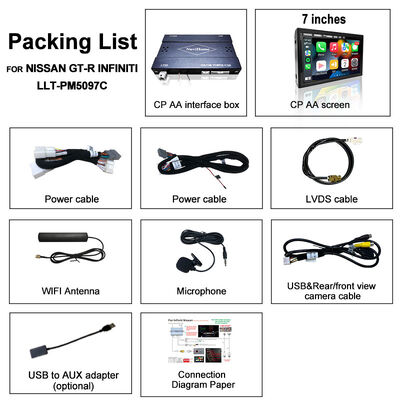 Écran sans fil Android Auto CarPlay Lsailt 7 pouces pour Infiniti G37 G25 G35 Skyline 370GT (V36) Q40 2007-2014 Écran tactile HD