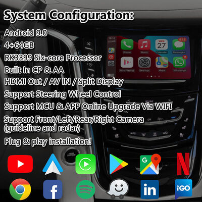 Lsait Android Navigation Interface vidéo multimédia pour 2015-2020 Cadillac Escalade Système CUE avec Carplay