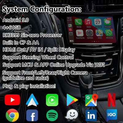 Interface de navigation vidéo GPS Android Lsailt pour système CUE Cadillac CTS 2013-2019 avec Carplay