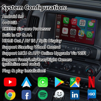 Interface vidéo de navigation de voiture Android pour 2014-2019 GMC Sierra 1500 2500 3500 Système Intellilink