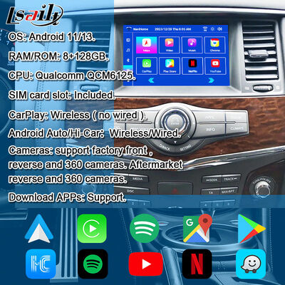 Module multimédia Android 13 pour la mise à niveau de l'écran OEM Armada Patrol Y62 Quest avec CarPlay sans fil, YouTube, Google Maps