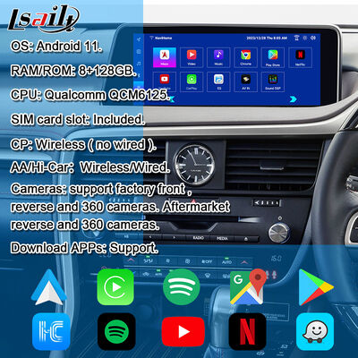 Module de mise à niveau Android OEM pour Lexus RX450h, RX350 RX270 2016-2021 Intégration sans fil CarPlay, Android Auto, YouTube, NetFlix