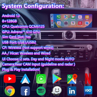 Interface multimédia Android pour voiture pour Lexus GS300h GS200t GS350 GS450h GSF GS L10 2016-2020