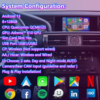 Interface vidéo Android pour Lexus IS250 IS300h IS350 IS200t IS300 IS Contrôle de souris 2013-2016