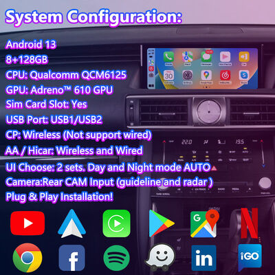 Lsailt Android Carplay Interface pour le Lexus IS200T IS300H IS350 IS300 F Sport AWD IS XE30 2017-2020