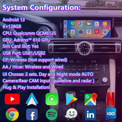 Lsailt Android Carplay Interface vidéo pour 2018 Lexus RC 350 RC300 RCF RC300h RC350