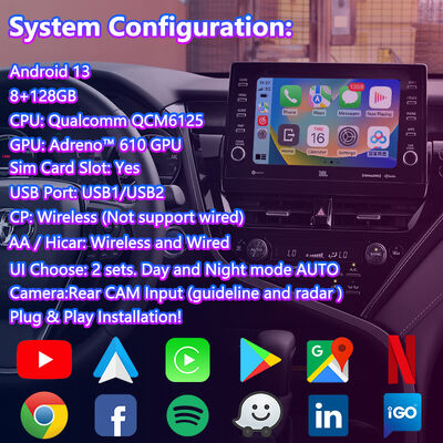 Lsailt Android Carplay Navigation Interface vidéo pour 2021-2024 Toyota Camry Hybrid XSE XLE SL SE XV70