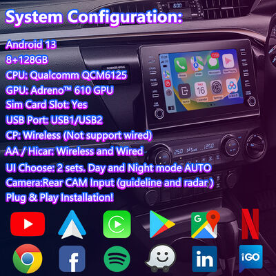 Lsailt Android Navigation Interface vidéo multimédia pour le Toyota Hilux 2019
