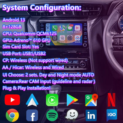 Lsailt Android Carplay Navigation Interface vidéo pour le Toyota Fortuner AN160 de 2020