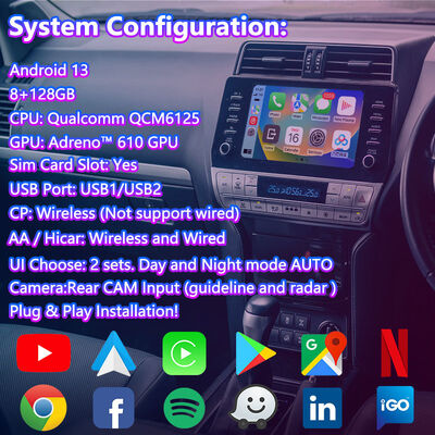 Interface de navigation vidéo Lsailt Android Carplay pour Toyota Land Cruiser Prado 150 (2020-Présent)