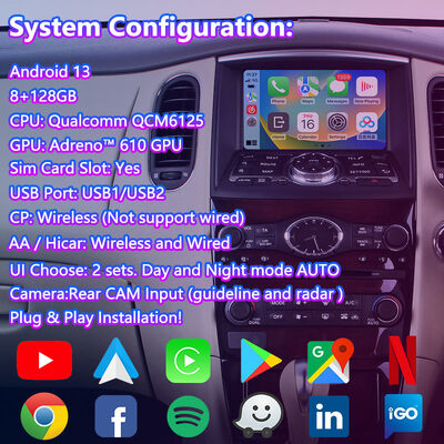 Interface de navigation multimédia Android Lsailt pour Infiniti EX EX35 EX37 EX30d EX25 2007-2013