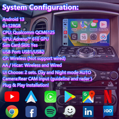 Interface de navigation GPS Android Carplay Lsailt pour Infiniti QX50 2013-2017