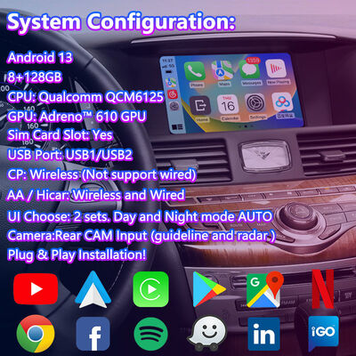 Boîte d'interface multimédia Lsailt Android Carplay pour Infiniti Q70S Q70L Q70 2013-2023