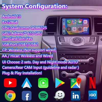 Lsailt Android Carplay Interface vidéo multimédia pour 2010-2014 Nissan Murano Z51