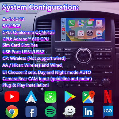 Lsailt Android Carplay Interface vidéo multimédia pour 2010-2014 Nissan Pathfinder R51
