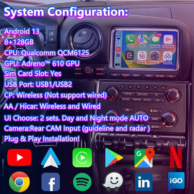 Lsailt Android Carplay Interface vidéo multimédia pour 2011-2016 Nissan GT-R R35 GTR