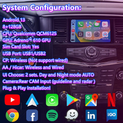 Lsailt Android Carplay Interface multimédia pour le Nissan Patrol Y62 2011-2017