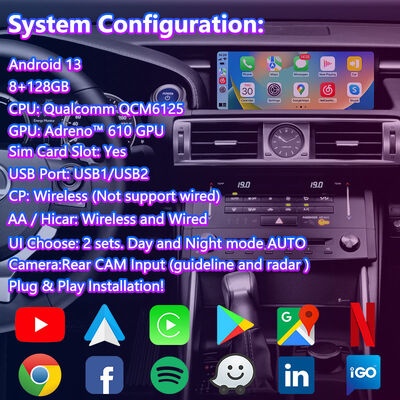 Lsailt 10,25 pouces Android Carplay Écran multimédia pour 2013-2020 Lexus est le bouton est 250 est 200t est 300 est 300h est 350