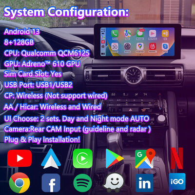 Écran d'interface multimédia Android Carplay pour le Lexus IS 300h IS 300h IS 350 IS 500 IS 300h