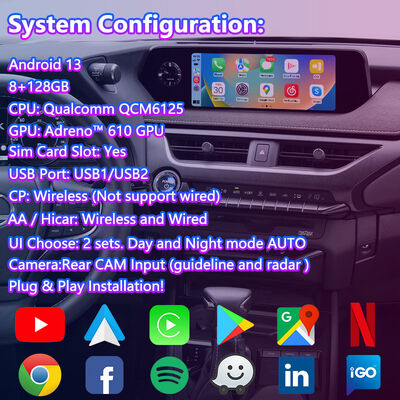Écran multimédia Lsailt Android Carplay pour Lexus UX 300e UX200 UX250h UX300e 2018-2021