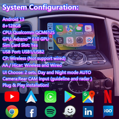 Écran multimédia de voiture à écran Android Lsailt pour Infiniti EX25 EX35 EX37 EX30d EX QX50 2007-2017