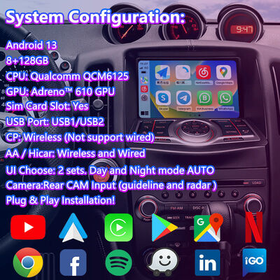 Affichage multimédia de voiture à écran Android pour Nissan 370Z GT 2008-2021