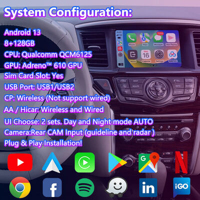 Affichage multimédia de voiture à écran Android pour Nissan Pathfinder R52 2013-2016