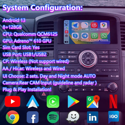 Écran multimédia de voiture à écran Android Lsailt pour Nissan Pathfinder R51 Navara D40 2008-2013