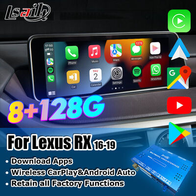 Interface vidéo CarPlay/Android pour système multimédia Lexus pour RX450H RX350 12,3 pouces 2016-2021 avec YouTube, NetFlix, Android Auto intégrés