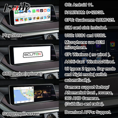 Interface vidéo CarPlay/Android pour système multimédia Lexus pour RX450H RX350 12,3 pouces 2016-2021 avec YouTube, NetFlix, Android Auto intégrés