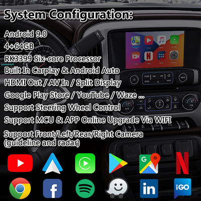Interface multimédia de navigation Android pour 2014-2019 Chevrolet Silverado 1500 2500 3500 Système Mylink