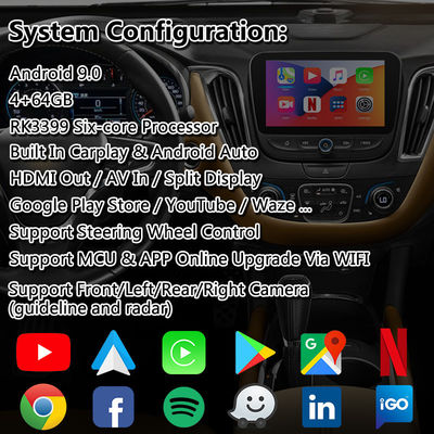 Interface multimédia Android CarPlay pour Chevrolet Malibu avec navigation Android Auto sans fil