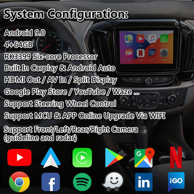 Interface multimédia Android CarPlay pour Chevrolet Traverse avec navigation GPS