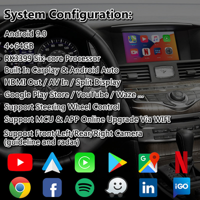 Lsailt Android Multimedia Interface Box pour Infiniti Q70 avec le jeu automatique sans fil Android